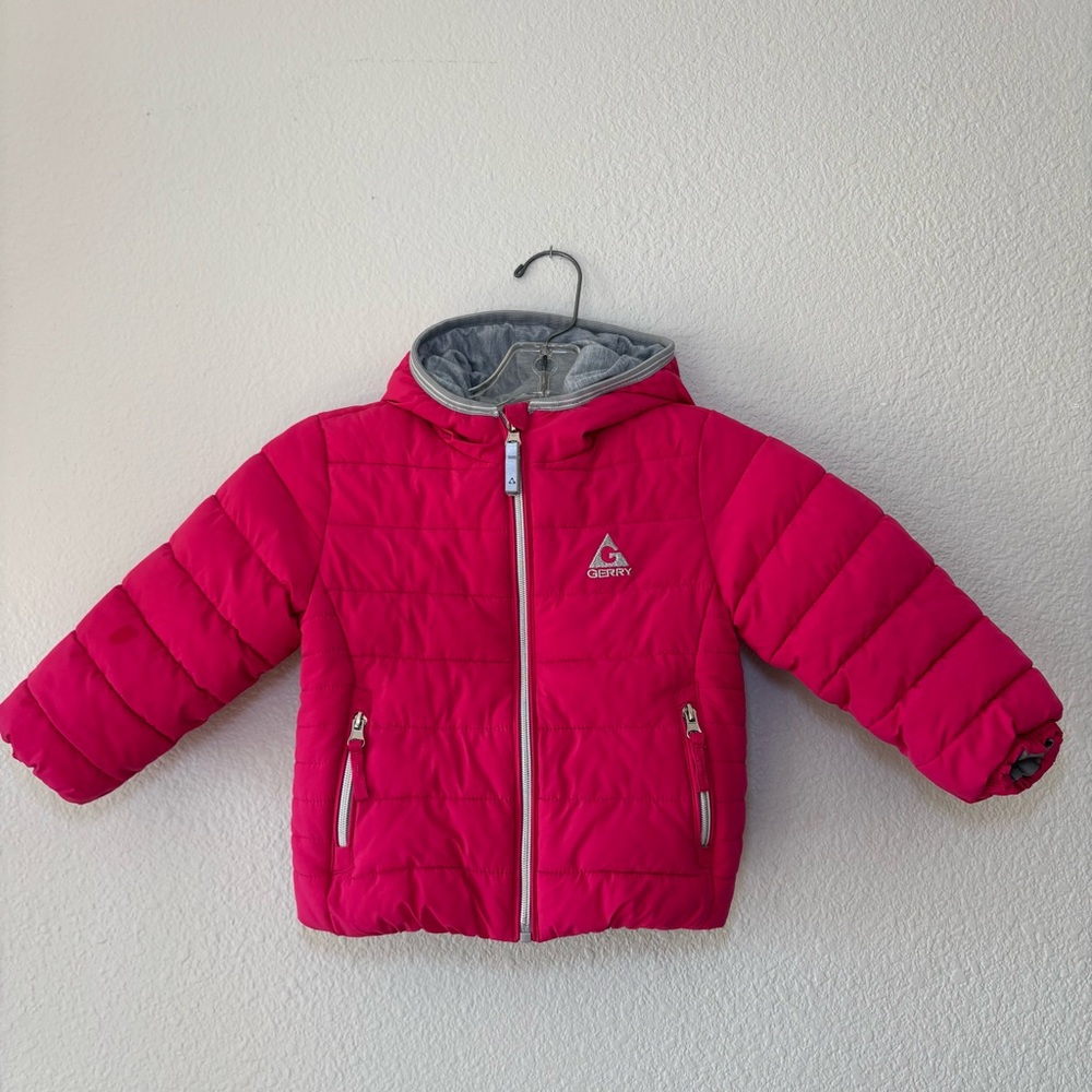 Gerry Girls Toddlers Puffer Jacket Coat 2T Pink Hooded Bubble Lined Outdoor